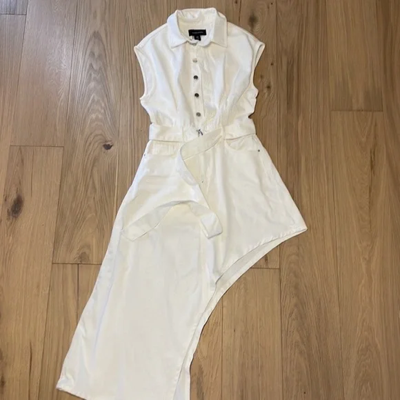 NWT Karen Millen Asymmetrical denim white dress - Picture 8 of 13